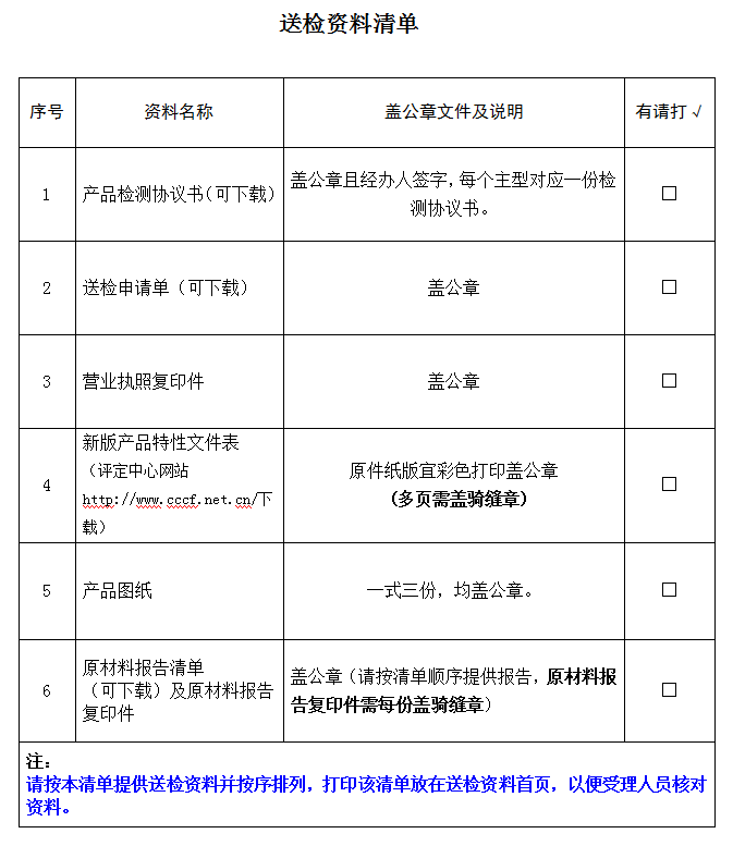 隔熱型防火玻璃產(chǎn)品認證型式試驗業(yè)務(wù)受理送檢資料清單（廣東所）
