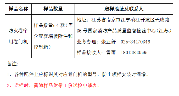 防火卷簾用卷門機自愿性認(rèn)證送檢文件（江蘇所）