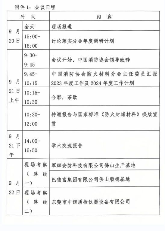 關(guān)于召開中國消防協(xié)會(huì)防火材料分會(huì)2024 年度委員工作會(huì)議暨學(xué)術(shù)交流年會(huì)的通知